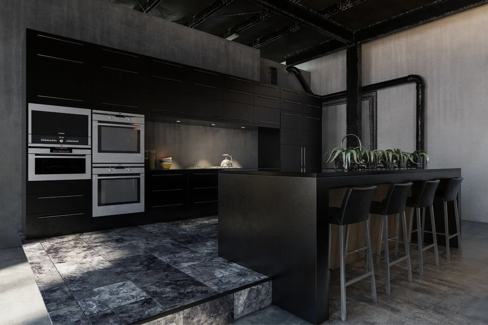12345 gothic kitchen dark colors