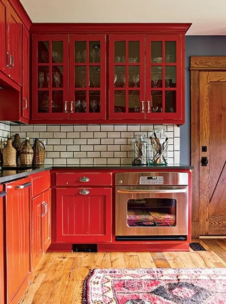 12481 complementary colors rustic red kitchen