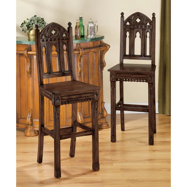 12584 gothic dark wood bar stool
